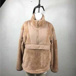 Victoria’ Secret Pink Plash Teddy Sweater Size XL Cream Sherpa Fleece